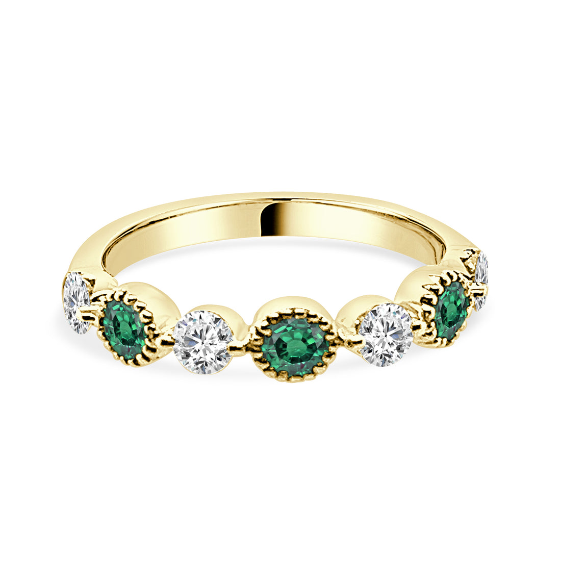 14 Karat Yellow Gold Emerald Ring with 0.441 Carat