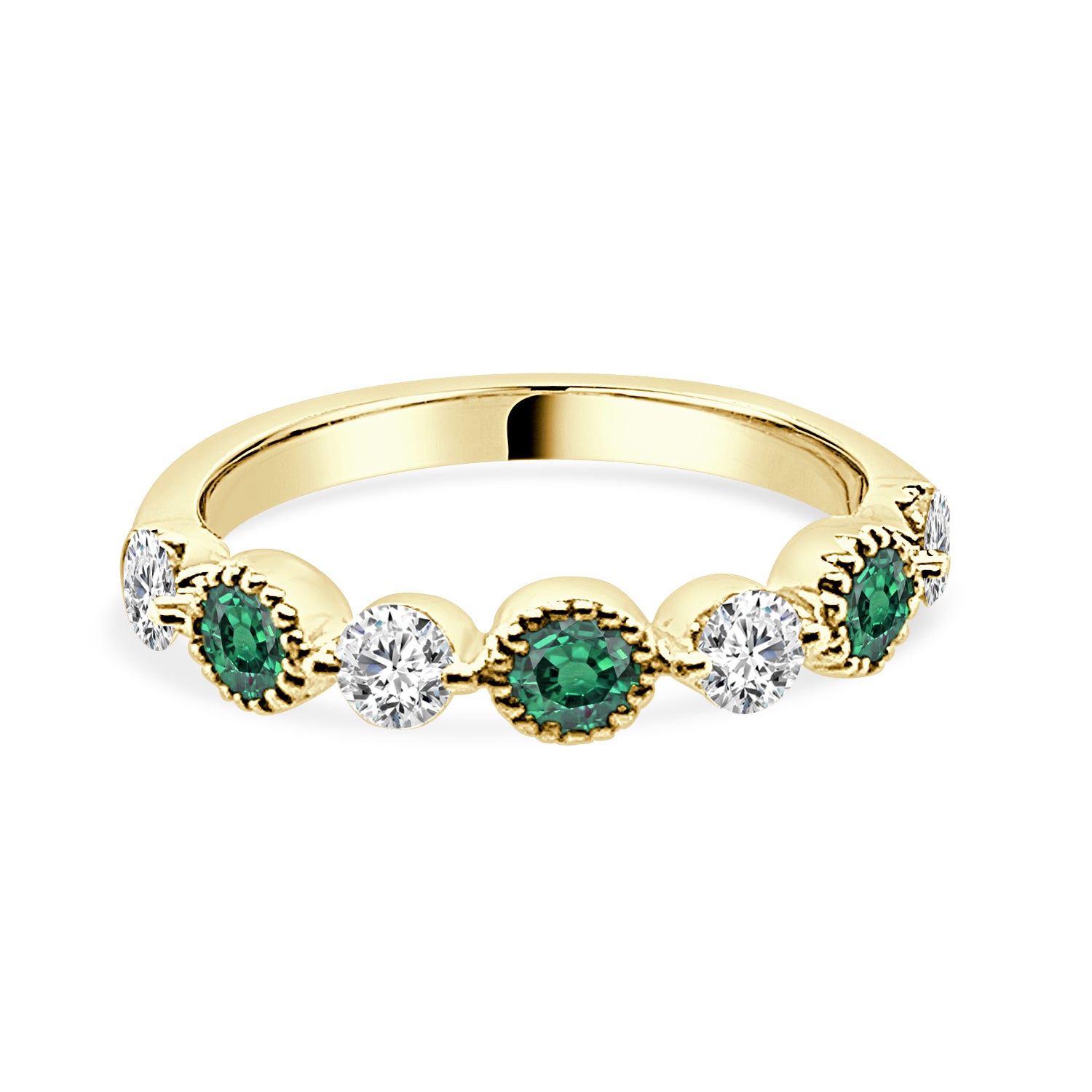 14 Karat Yellow Gold Emerald Ring - 0.441 Carat Sparkling Gemstone Accent