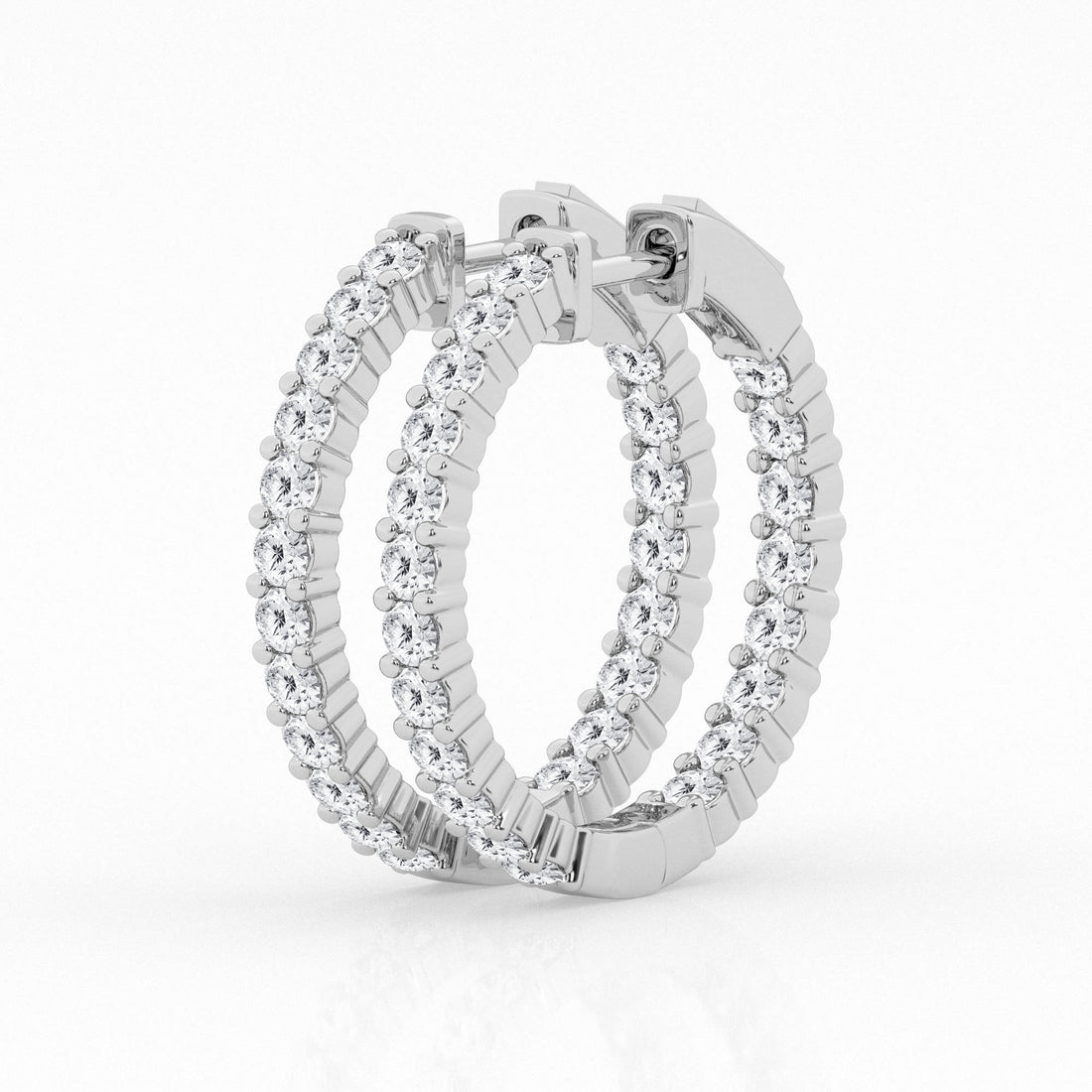 14 Karat White Gold Inside Out Earrings with 2.00 Lab Diamond