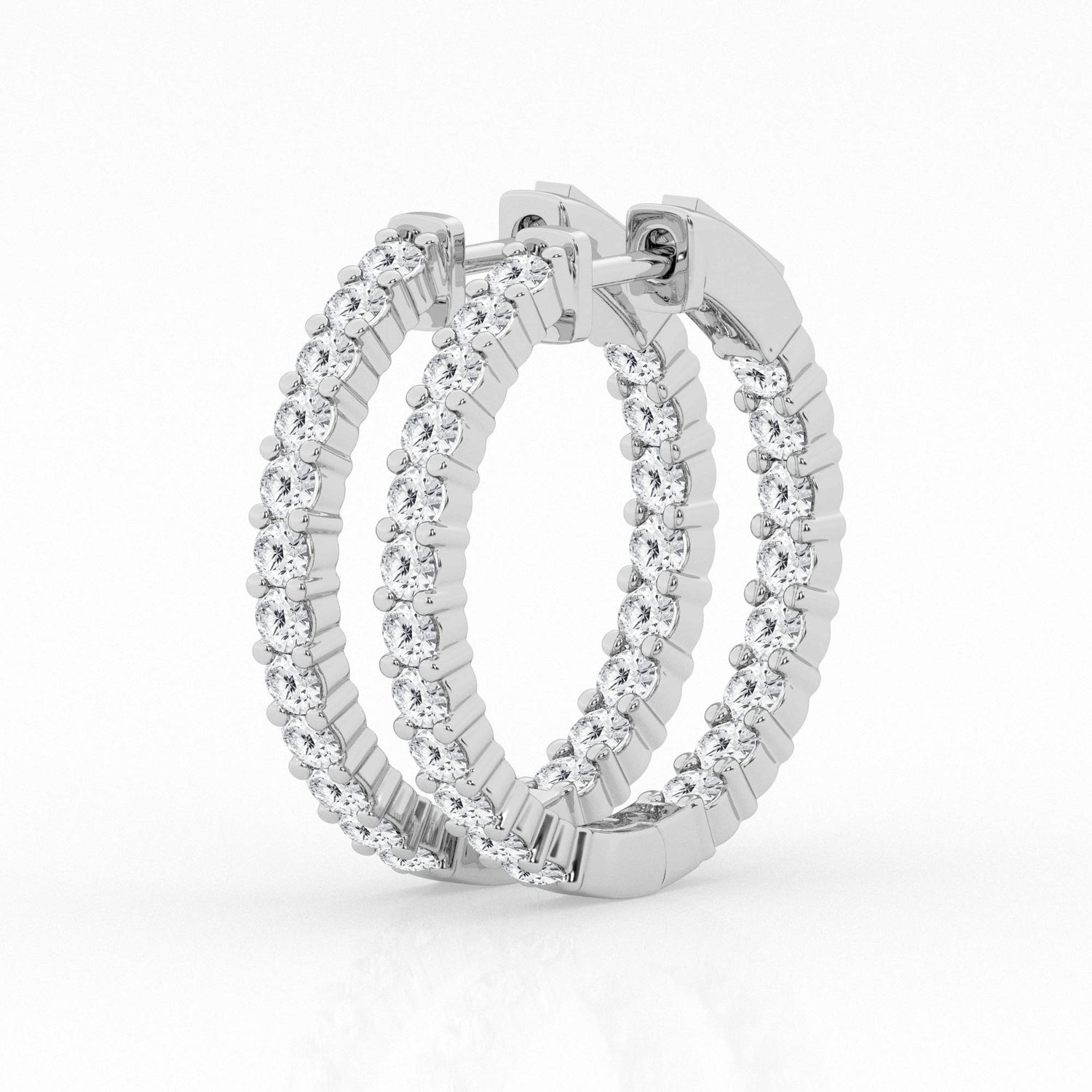 Inside Out Sparkle: 14 Karat White Gold Earrings with 2.00 Carat Lab Diamond