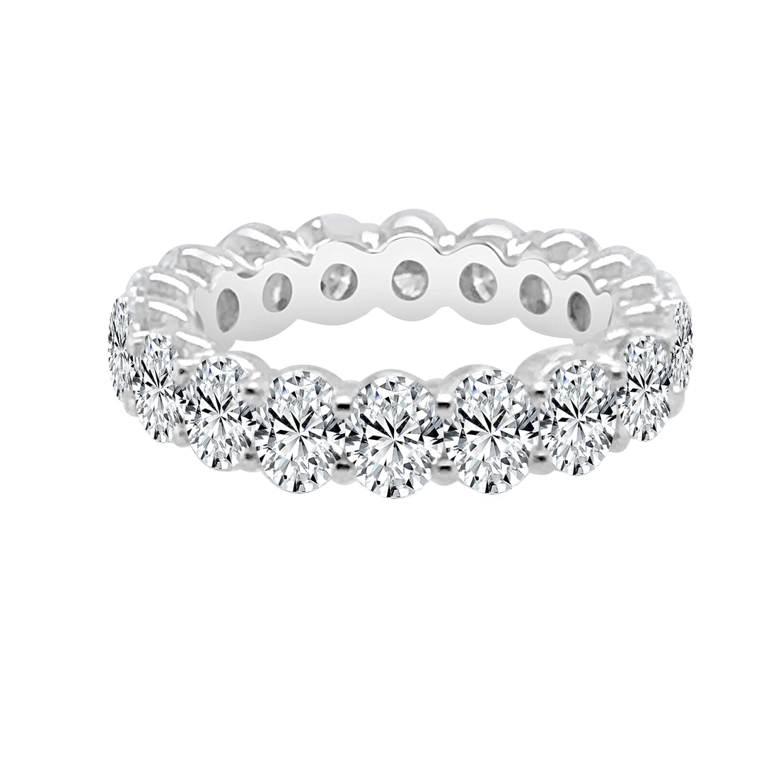 14K White Gold Oval Diamond Wedding Band - 5.55 Carats