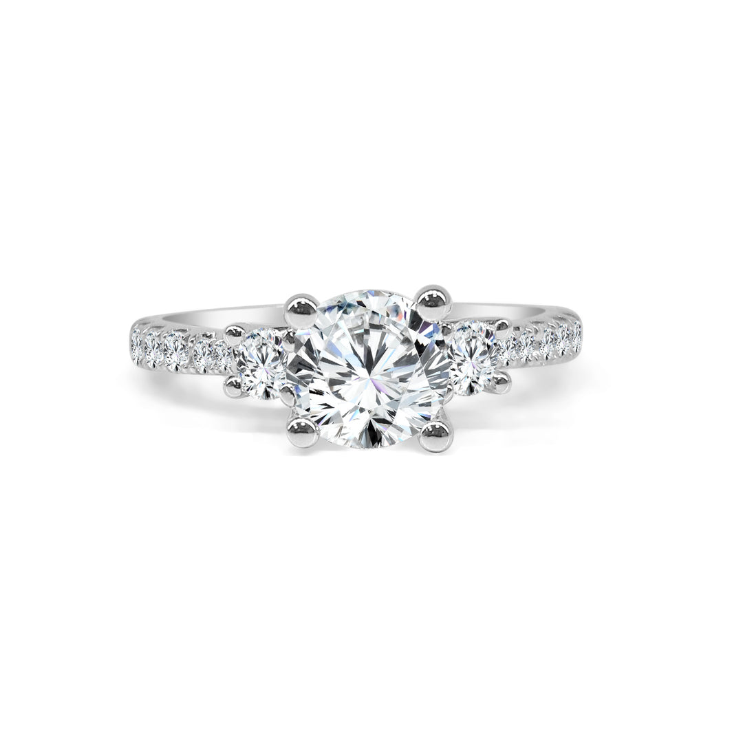 Classic Round Cut Cubic Zirconia Engagement Mounting in 14 Karat White Gold