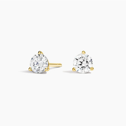 14K Yellow Gold Solitaire Studs with 1.08 CTW Lab Diamonds