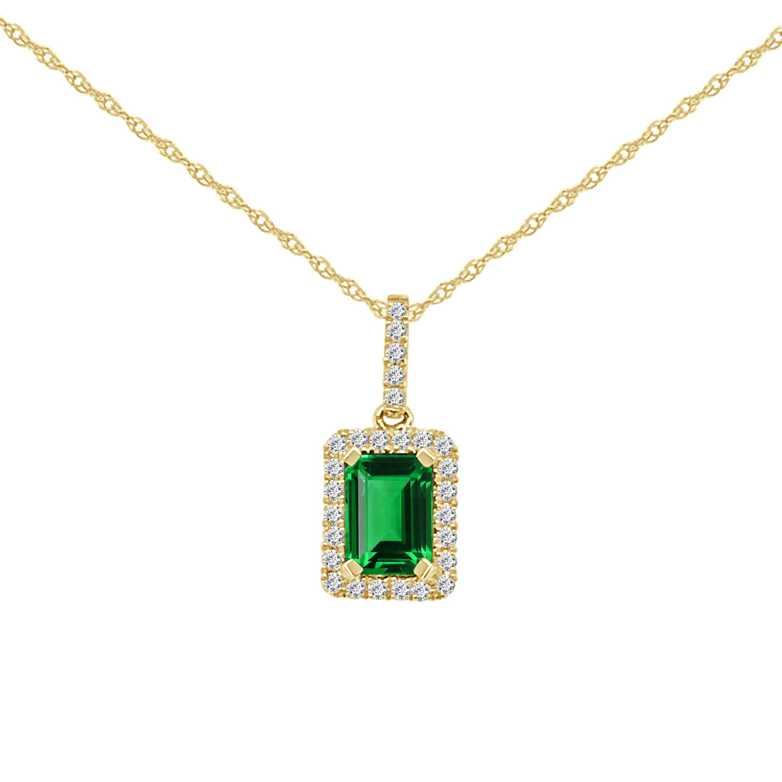 14K Yellow Gold Halo Tourmaline Necklace with 0.93 Carat Stone