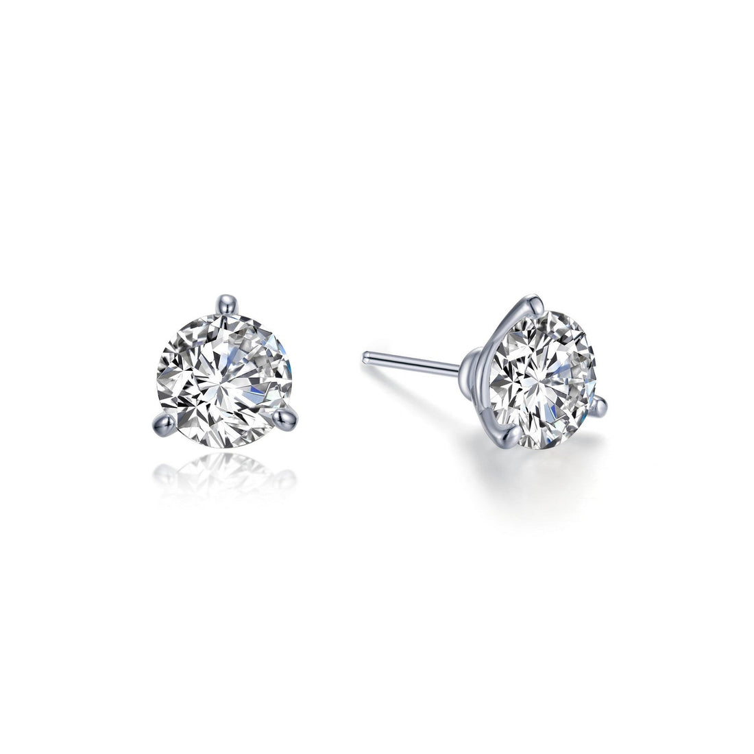 Sterling Silver Lassaire 1.5 Solitaire Studs in Martini Setting