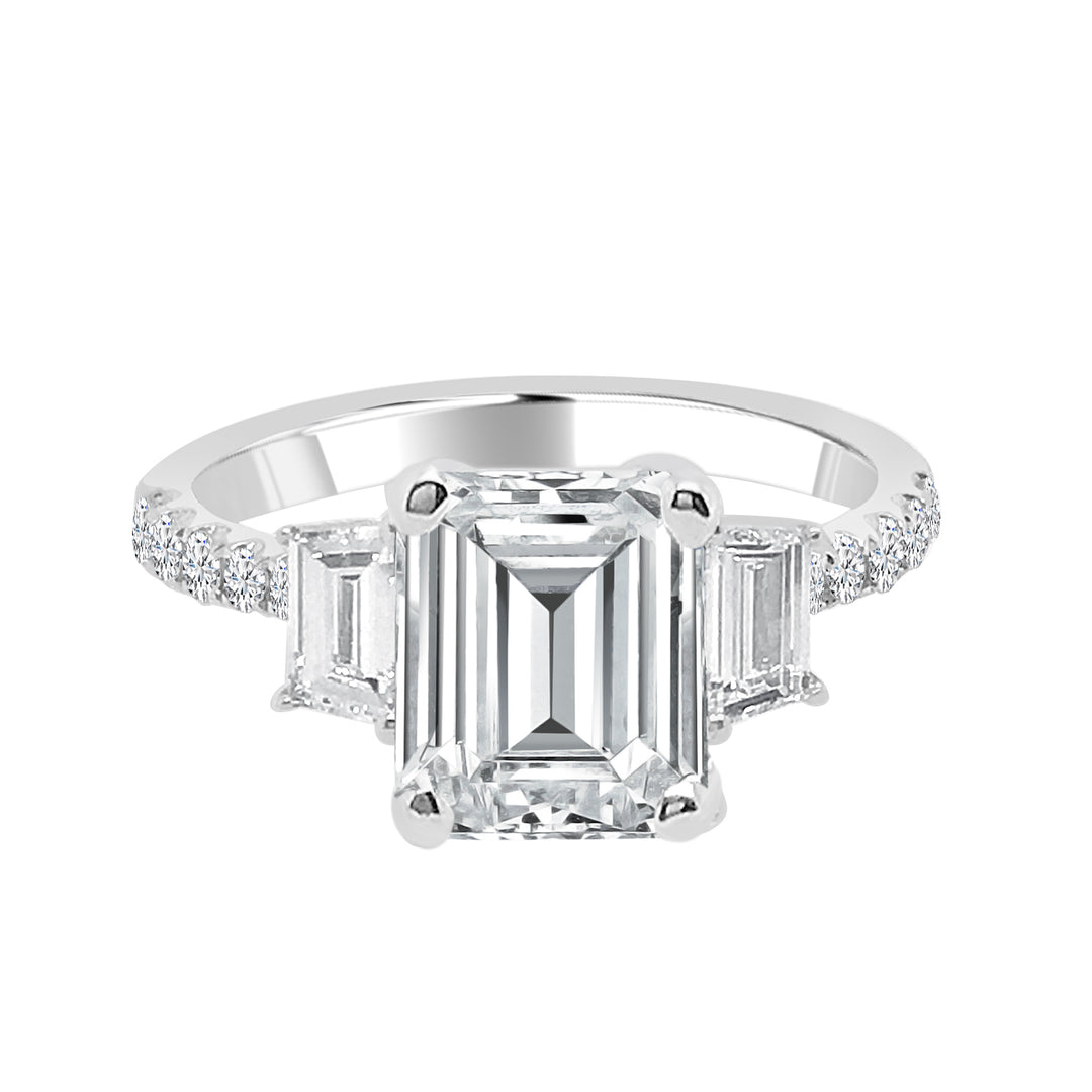 Truly Captivating 0.40 Carat Trapezoid Natural Diamond Engagement Mounting in 14 Karat White Gold