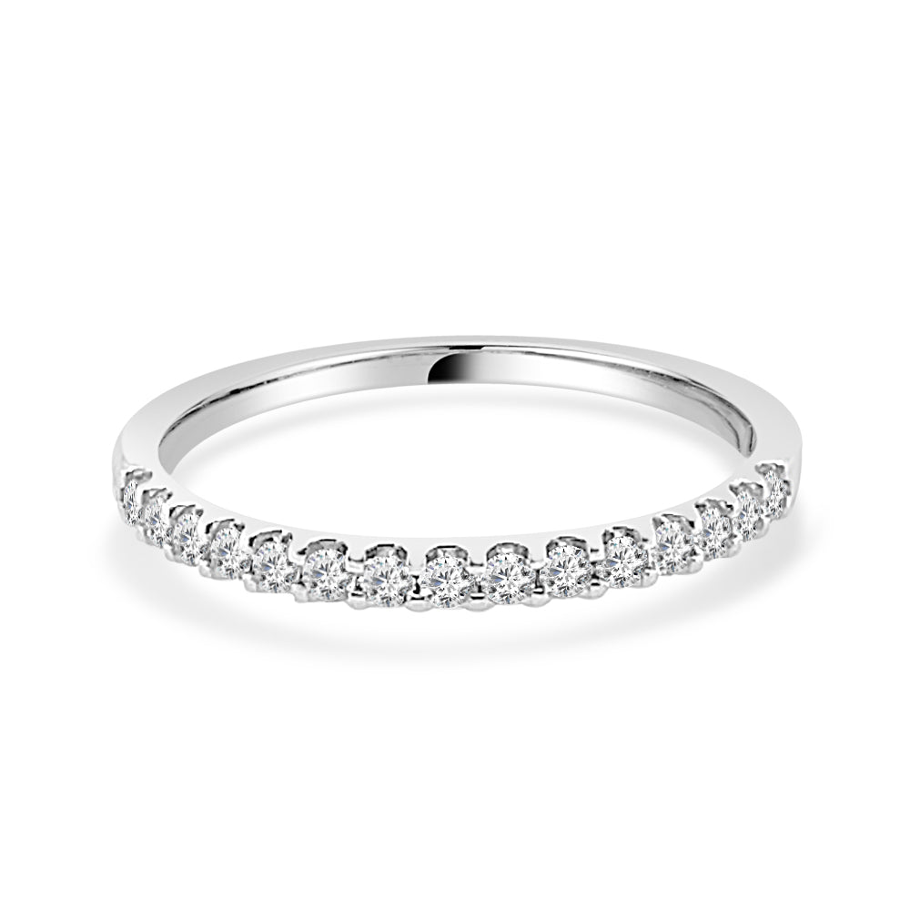 14K White Gold Natural Diamond Wedding Band: Shared Prong Straight 0.25 Carat Round Shape