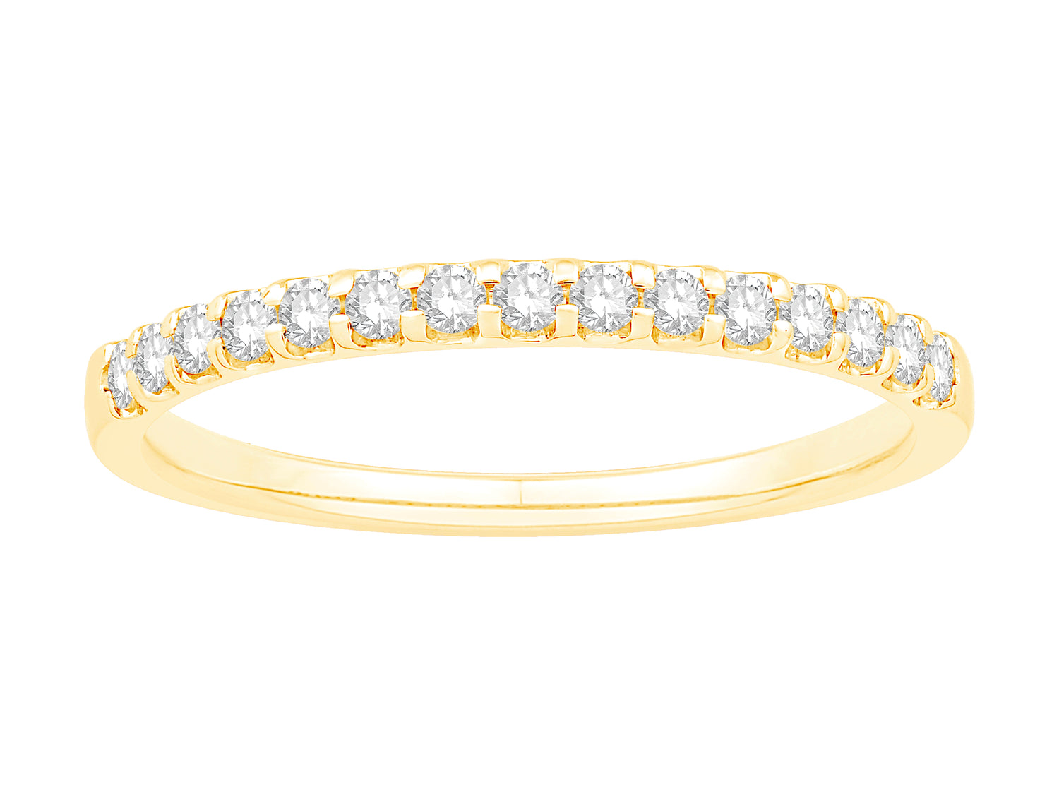 14K Yellow Gold Ladies Wedding Band with Round Lab Diamond Prong Set - Only Diamond Gemstone