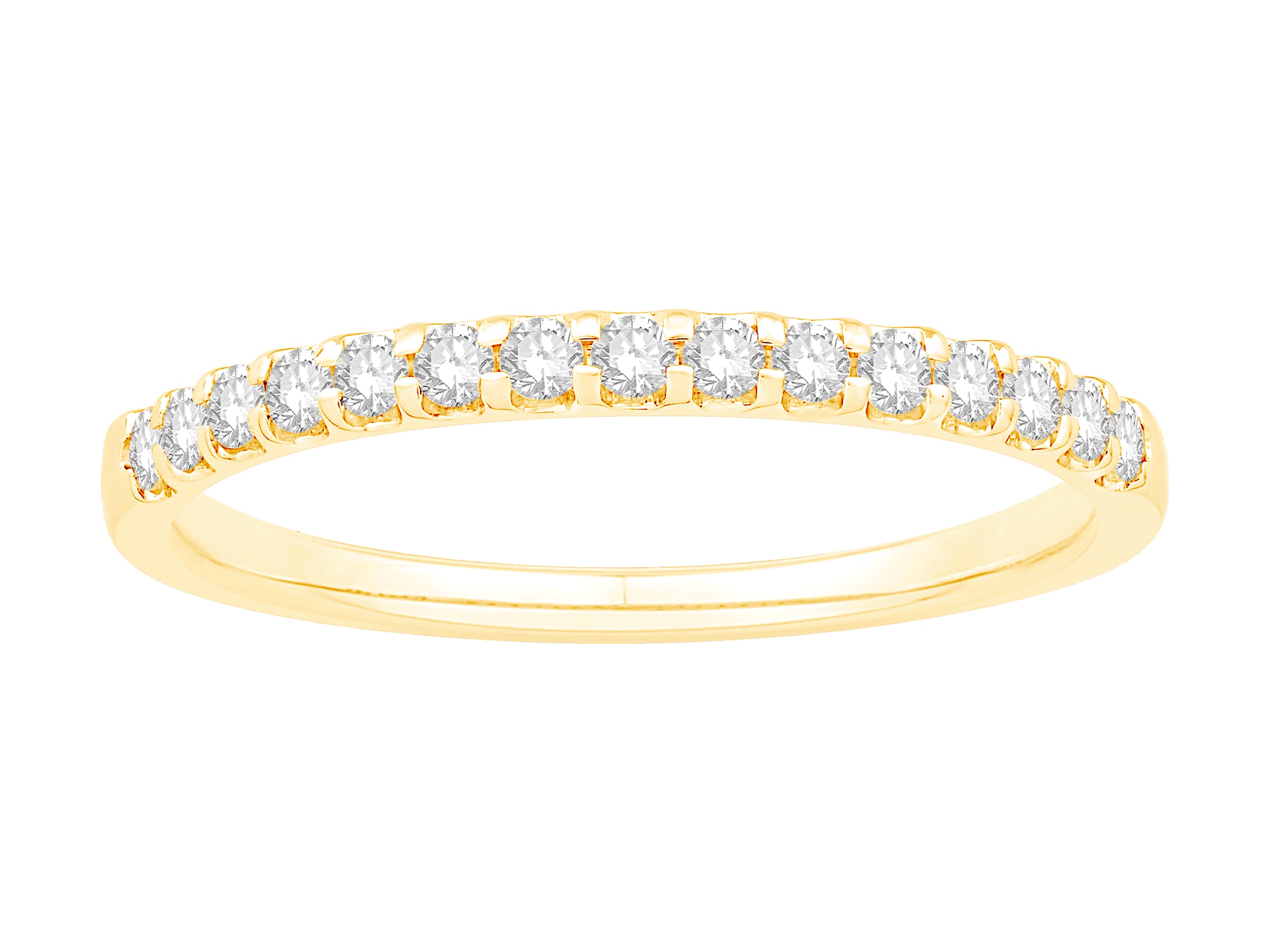 14K Yellow Gold Ladies Wedding Band with Round Lab Diamond Prong Set - Only Diamond Gemstone