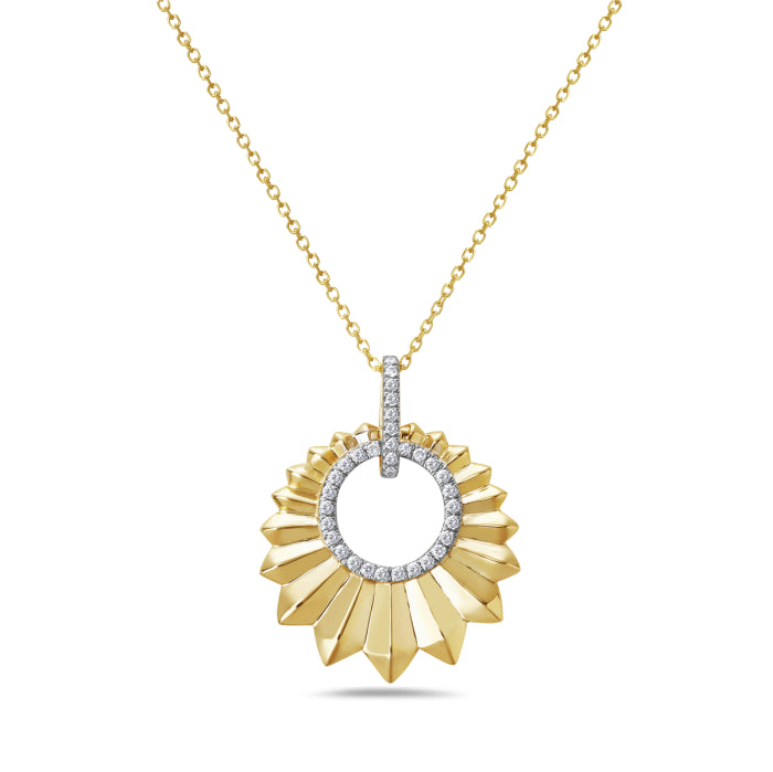 Stunning 14 Karat Yellow Gold Necklace with Sparkling 0.16 Carat Natural Diamond