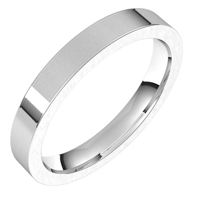 Flat 14 Karat White Gold Wedding Band