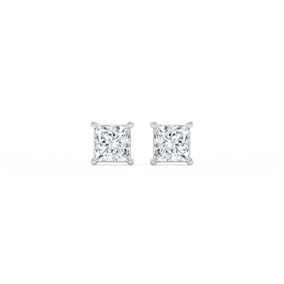 14K White Gold 0.50CTW Round Natural Diamond Solitaire Stud Earrings