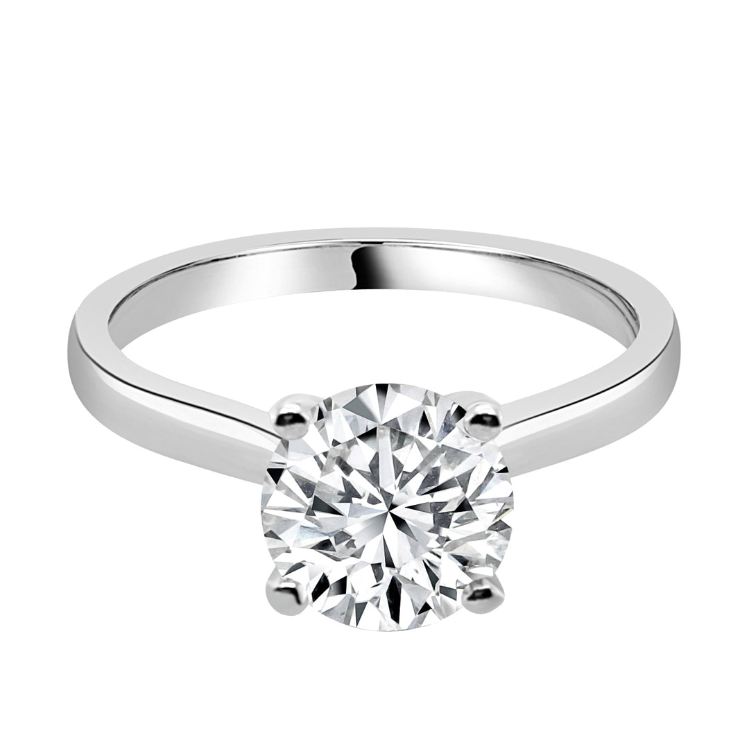 Round Platinum Engagement Ring with Lab Diamond - Timeless Elegance in Round Shape