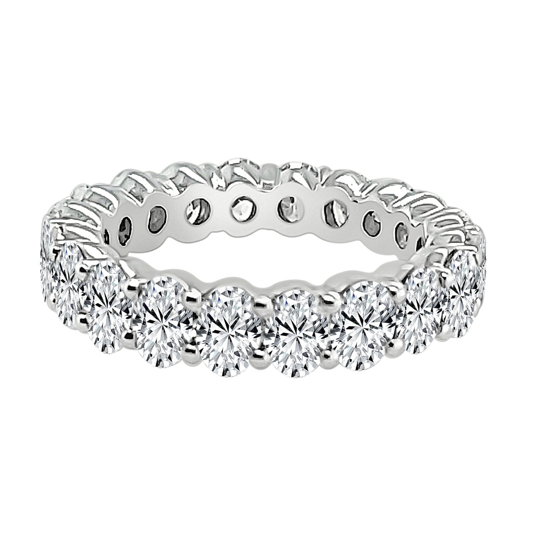14K White Gold Oval Natural Diamond Wedding Band 4.80 Carats