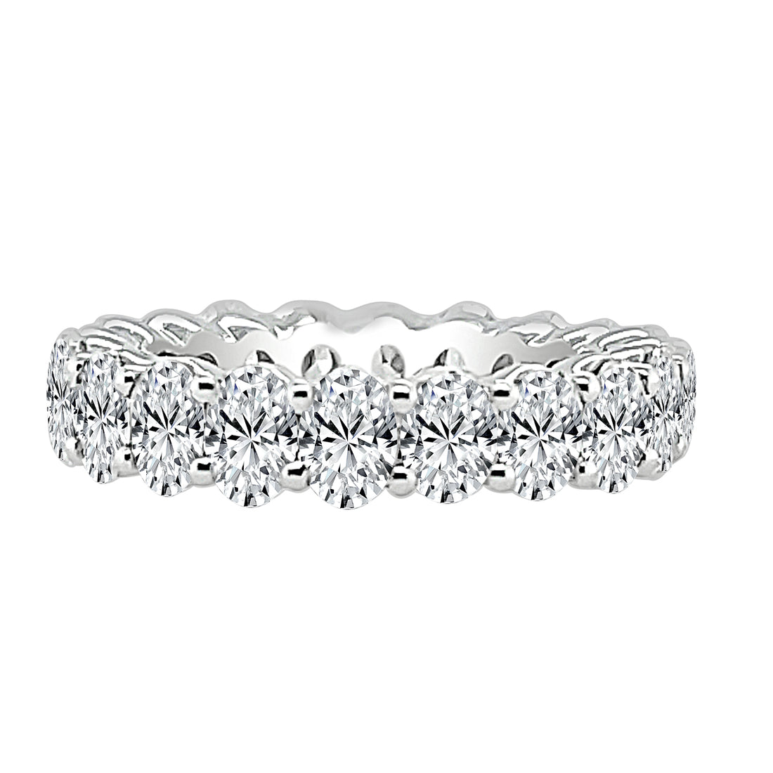 14K White Gold Oval Natural Diamond Wedding Band 4.80 Carats
