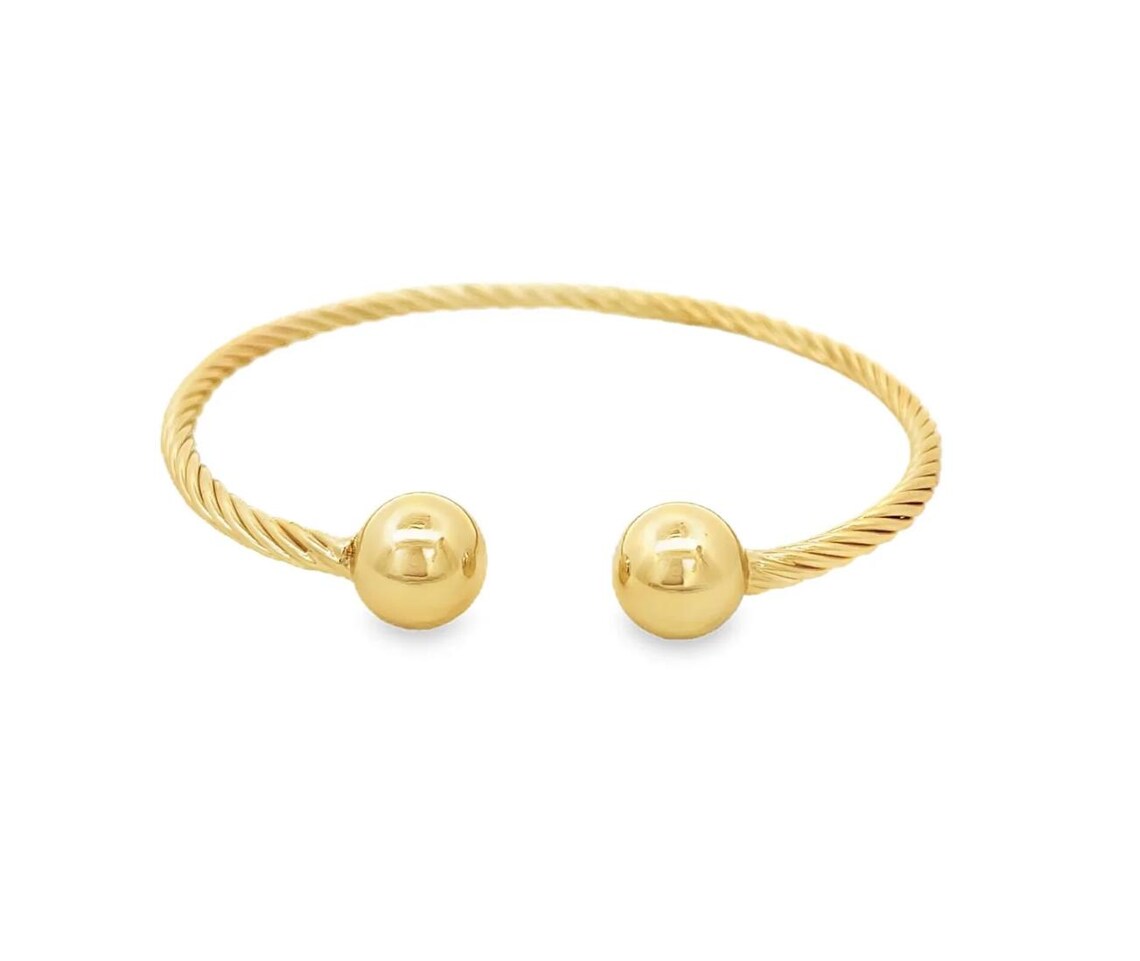 Gold Plated Sterling Silver Bangle Cuff Bracelet