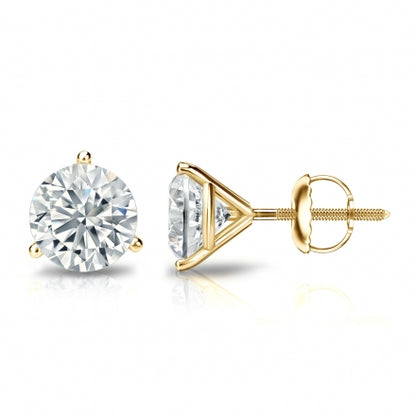 1.5 ct Lab Diamond Solitaire Studs in 14K Yellow Gold Martini Setting
