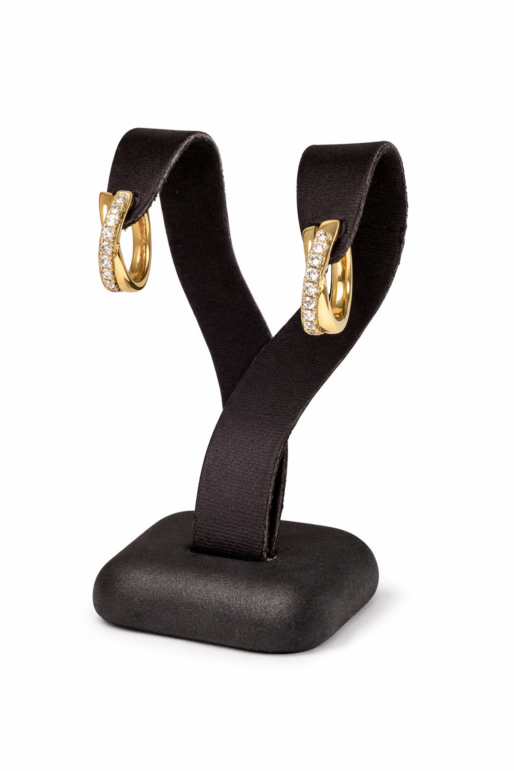 10 Karat Yellow Gold Hoop Earrings with Round Natural Diamond - Only Diamond