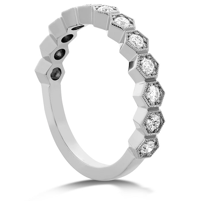 Hexagonal Beauty: 18 Karat White Gold Wedding Band with Sparkling Natural Diamonds