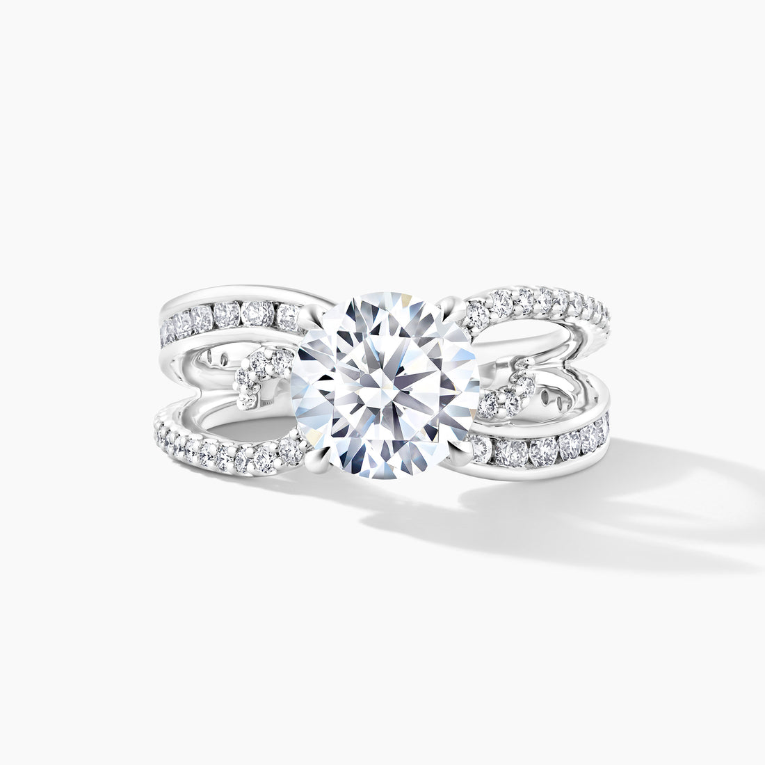 Platinum SMP Channel + Prong Diamond Split Shank Engagement Mounting