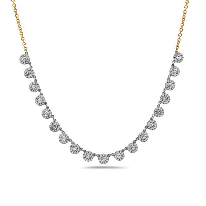 Stunning Two-Tone 14 Karat Necklace with Adjustable Chain and Natural Diamond Accent