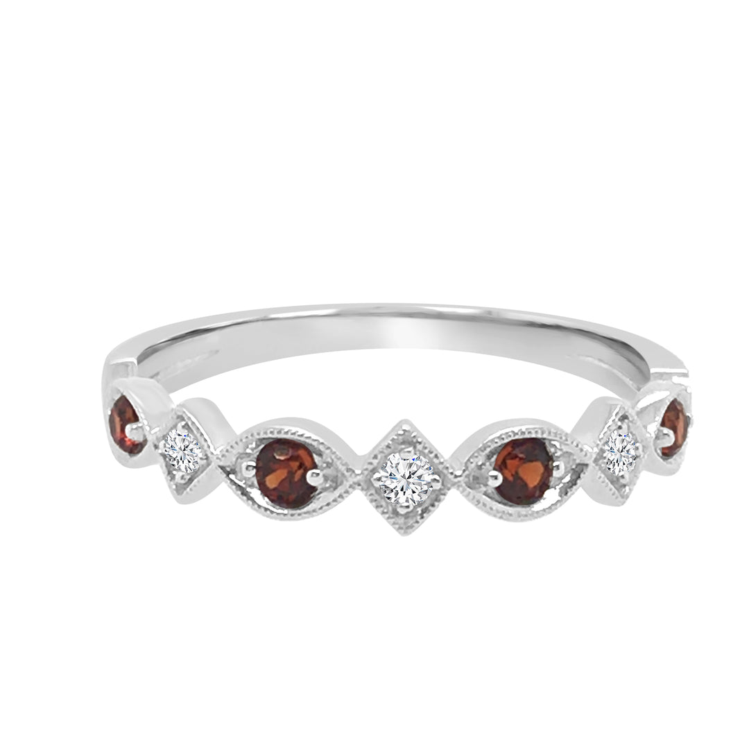 10 Karat White Gold Marquise Garnet Ring - 0.20 Carat