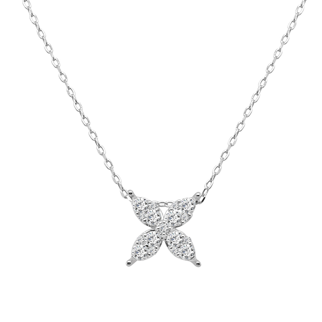 Floral Diamond Necklace in 14 Karat White Gold - 0.50 Carat Natural Diamond