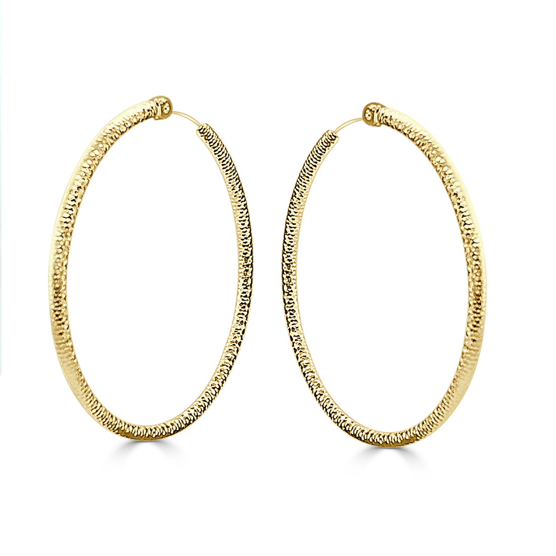 Dazzling Diamond Cut Textured Earrings in 14 Karat Yellow Gold