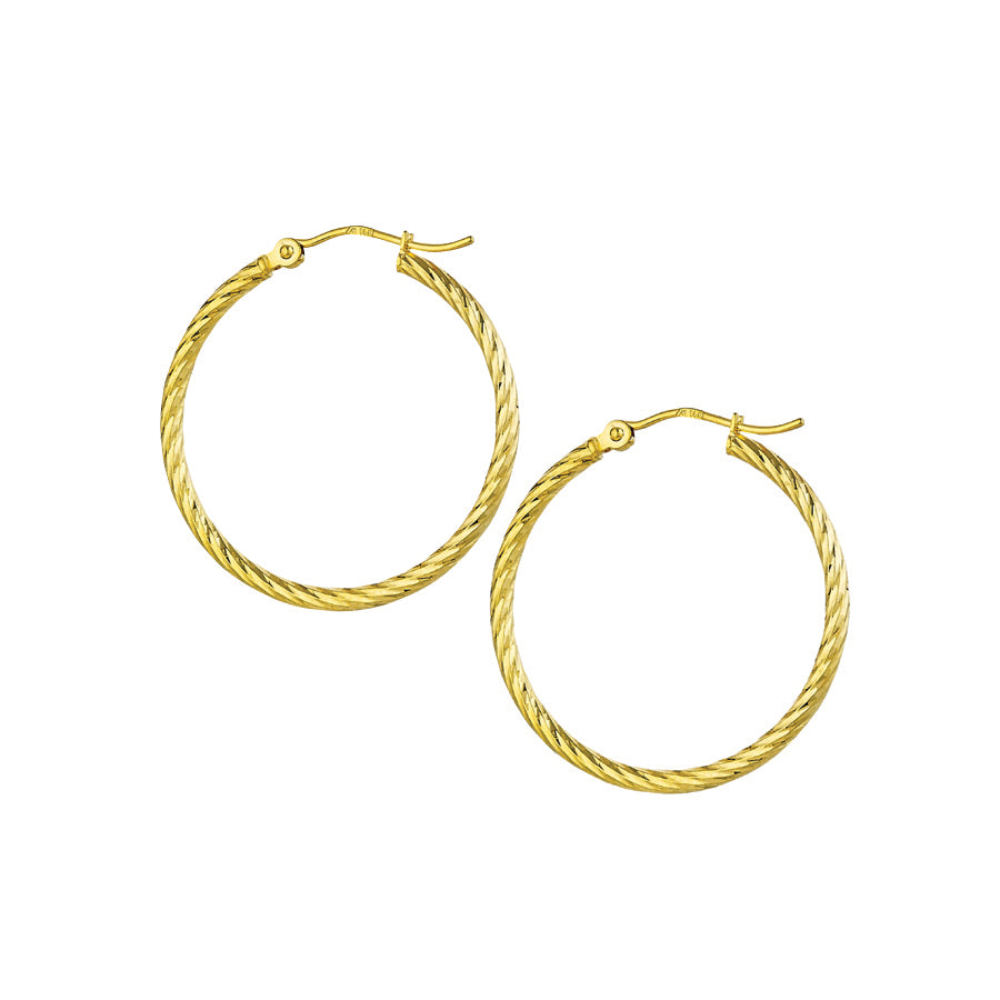 14 Karat Yellow Gold Diamond Cut Earrings