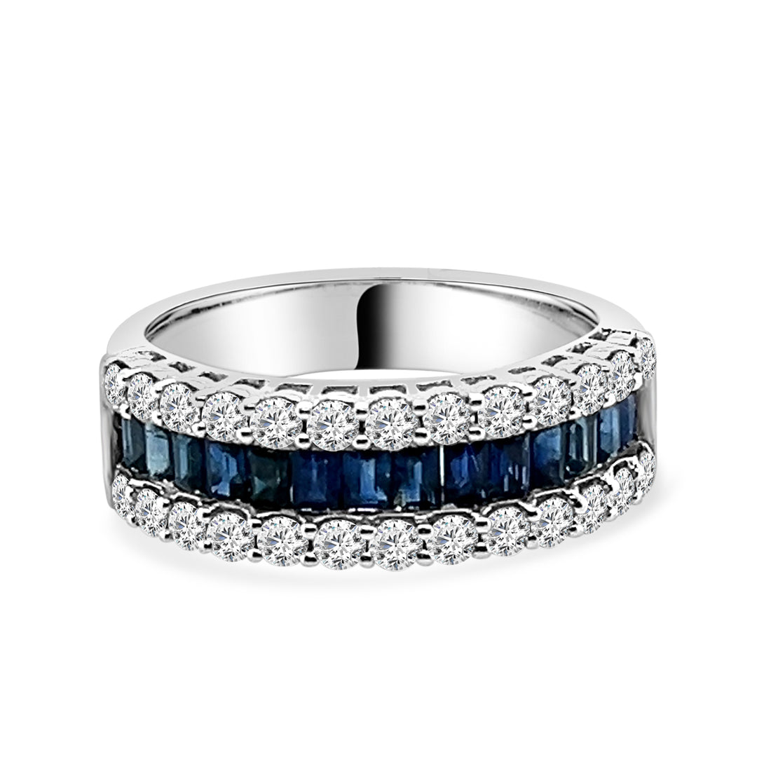 14 Karat White Gold Blue Sapphire Ring - 1.17 Carat