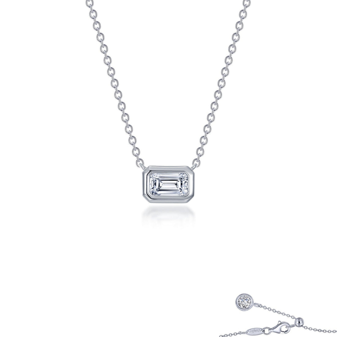Sterling Silver East West Necklace with Lassaire 0.54 ct