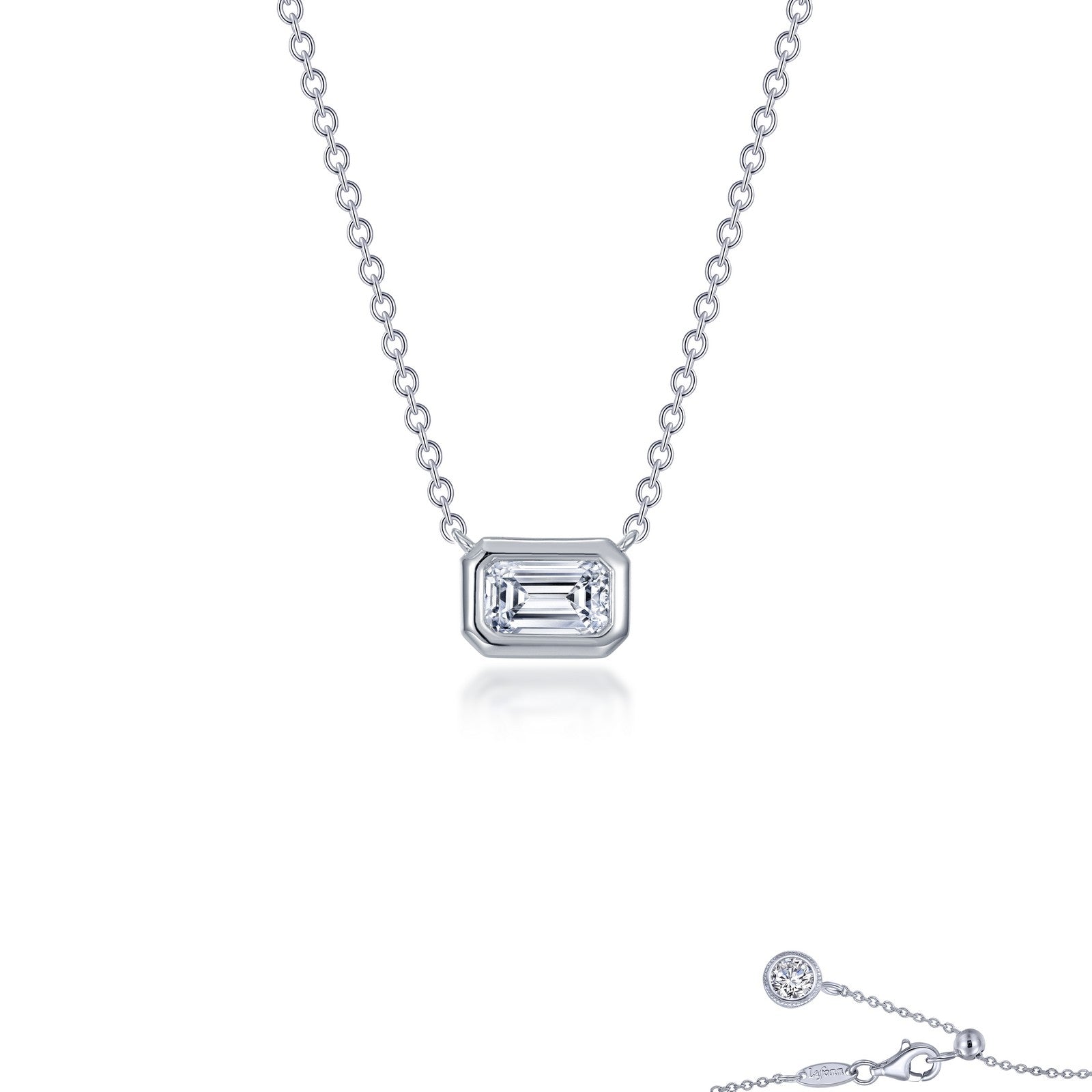 Sterling Silver East West Necklace with Lassaire 0.54 ct