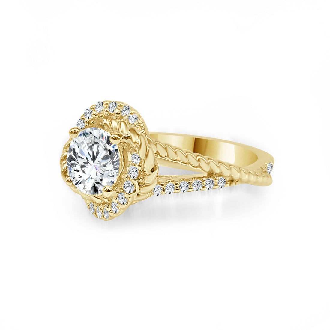 14 Karat Yellow Gold Engagement Mounting with Rope Twist Design