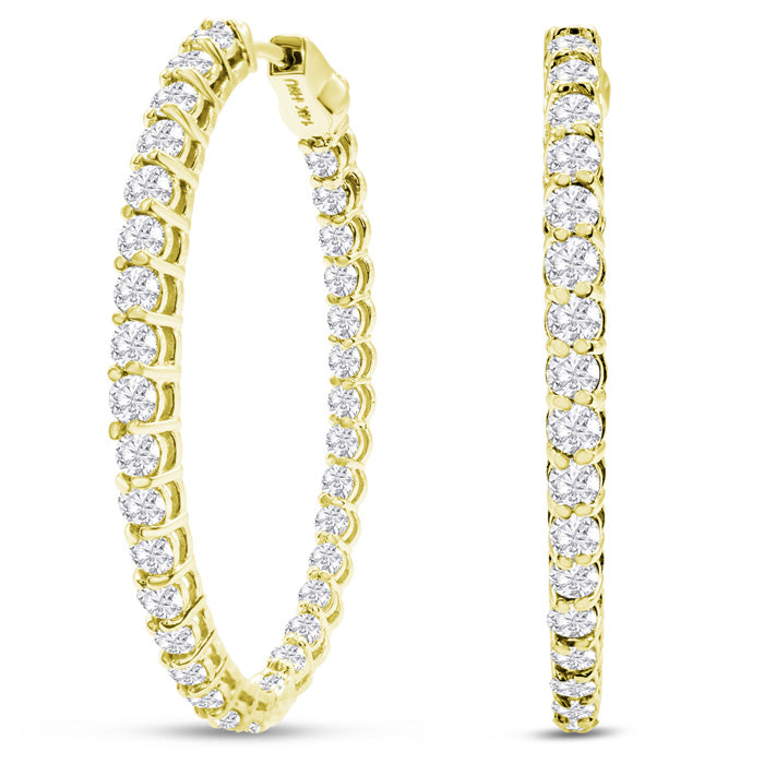 14 Karat Yellow Gold Round Lab Diamond Earrings - 2.88 Carats