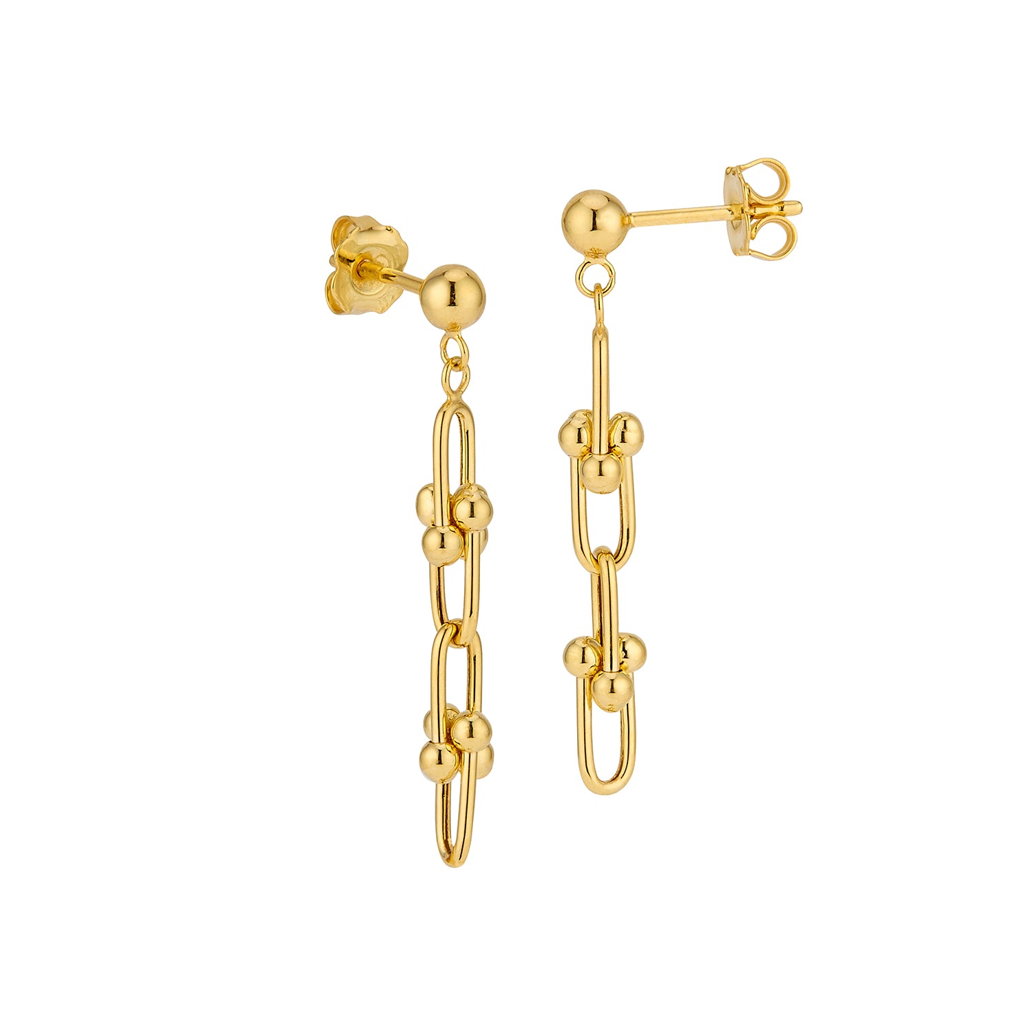 14 Karat Yellow Gold Fancy U-Link Earrings