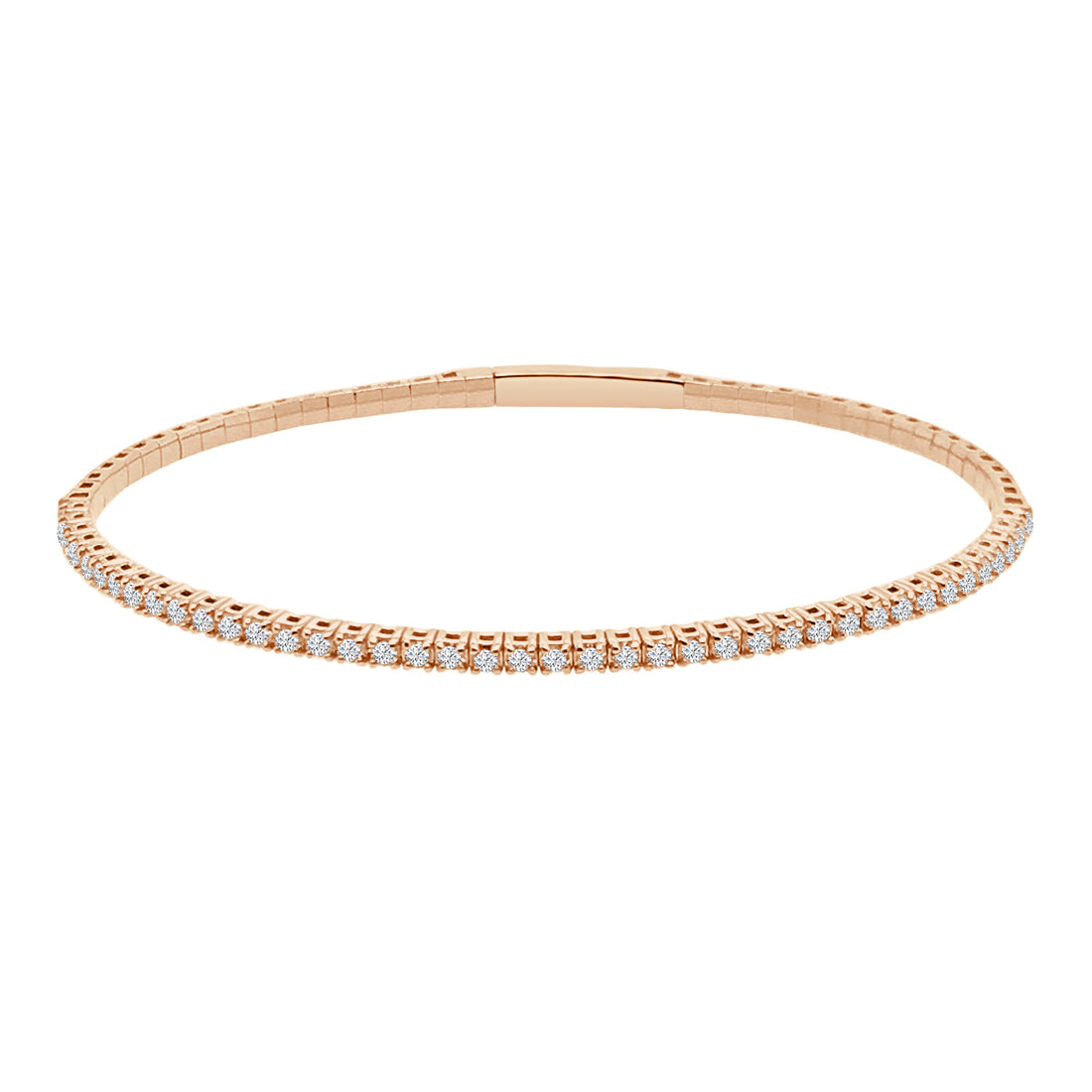 Flex Bangle in 14 Karat Rose Gold with Natural Diamond, 1.00 Carat