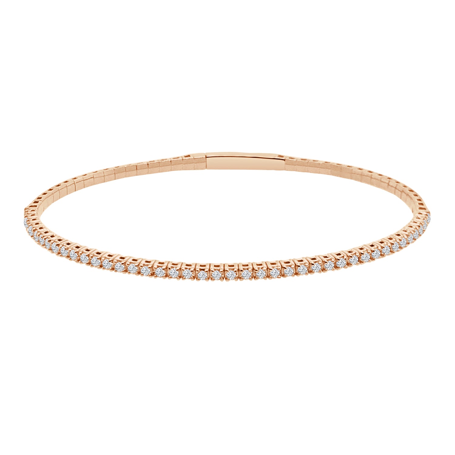 Dazzling Flex Bangle in 14 Karat Rose Gold with Natural Diamond - 1.00 Carat