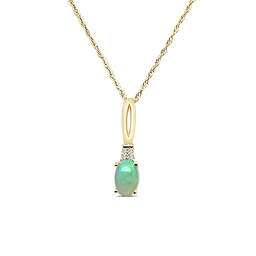 Opulent Opal: 14 Karat Yellow Gold Necklace with Dazzling Opal Gemstone