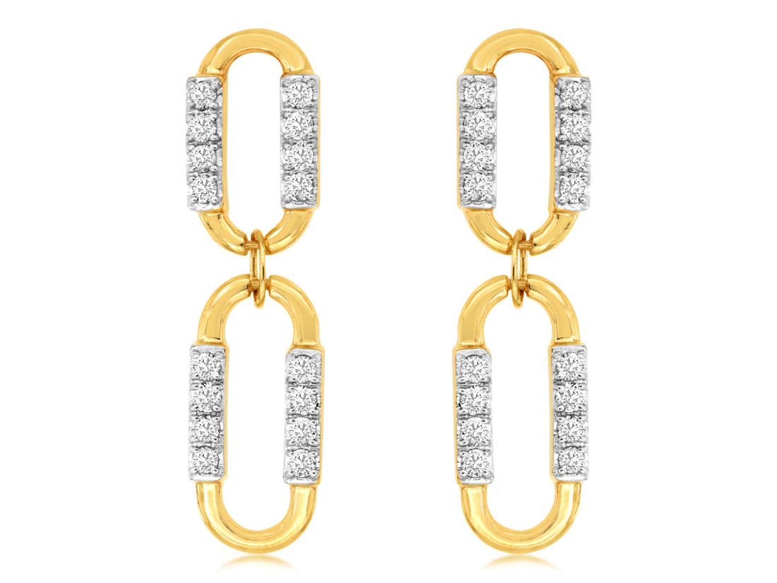 14 Karat White Gold Ladies Diamond Drop Earrings - Round Shape, Natural Diamond Only