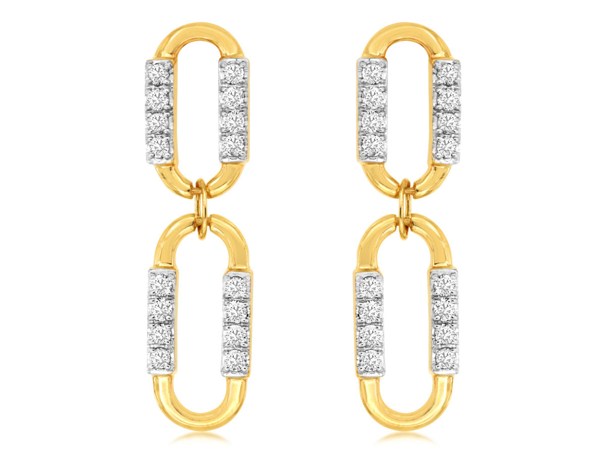 14 Karat White Gold Ladies Diamond Drop Earrings - Round Shape, Natural Diamond Only