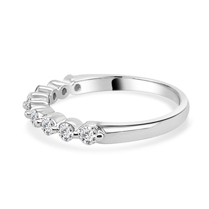 Stunning 14 Karat White Gold Shared Prong 9 Stone Wedding Band with 0.50 Carat Natural Diamond - Classic Round Shape