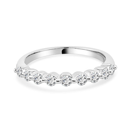 Stunning 14 Karat White Gold Shared Prong 9 Stone Wedding Band with 0.50 Carat Natural Diamond - Classic Round Shape