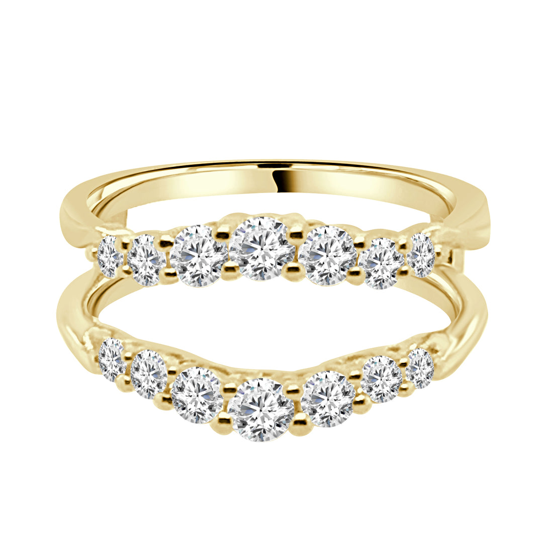 14K Yellow Gold Graduated Curved Twist Wedding Band with Natural Diamond Accents