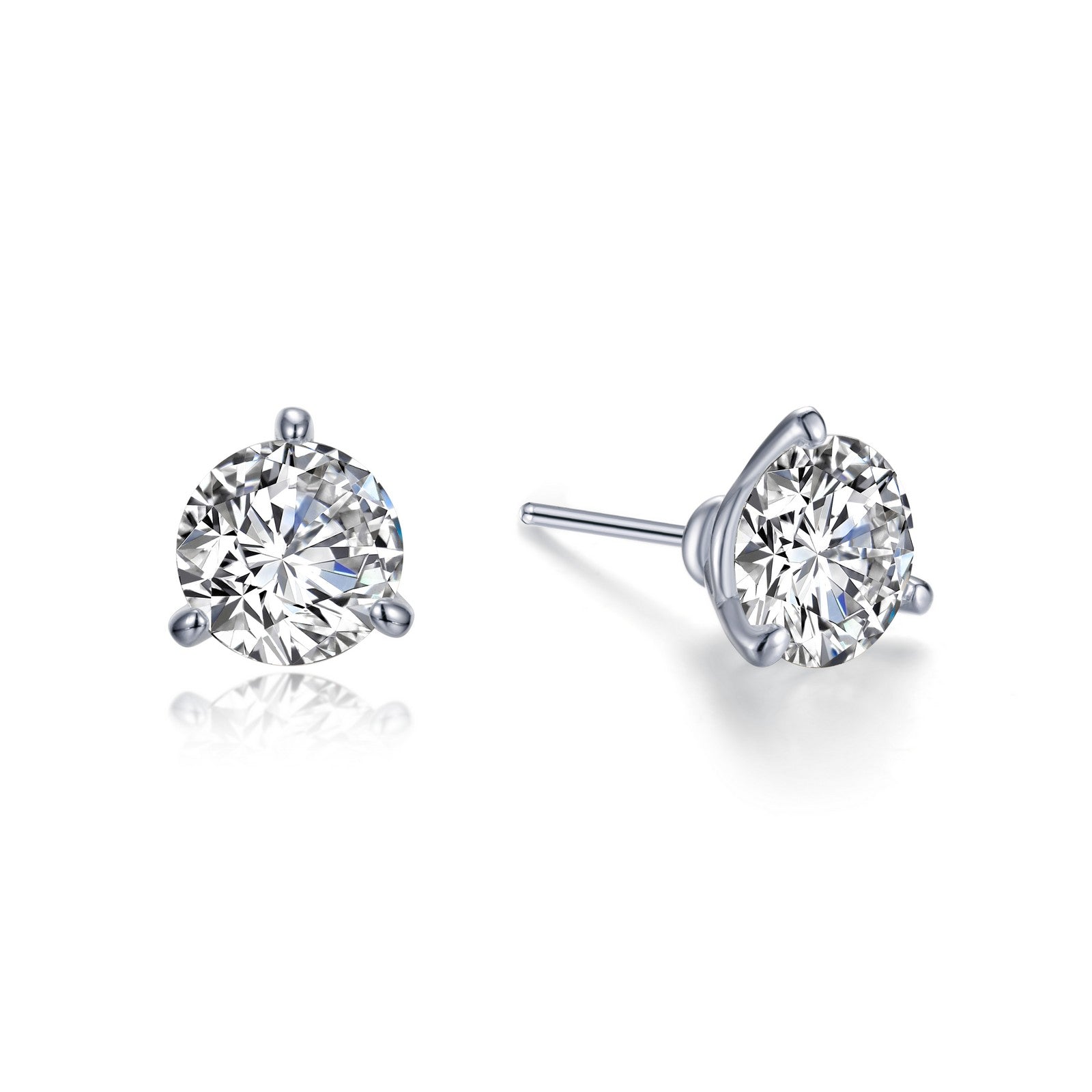 Lassaire Sterling Silver Solitaire Studs with Martini Setting - 2.5 Caret