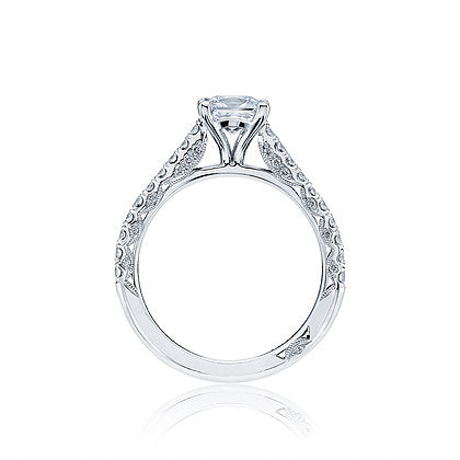 Sparkling Elegance: 18 Karat White Gold Princess Shape Engagement Mounting with Cubic Zirconia