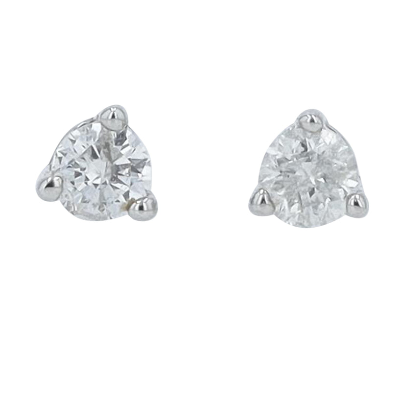 14K White Gold Round 0.10ct Natural Diamond Solitaire Studs