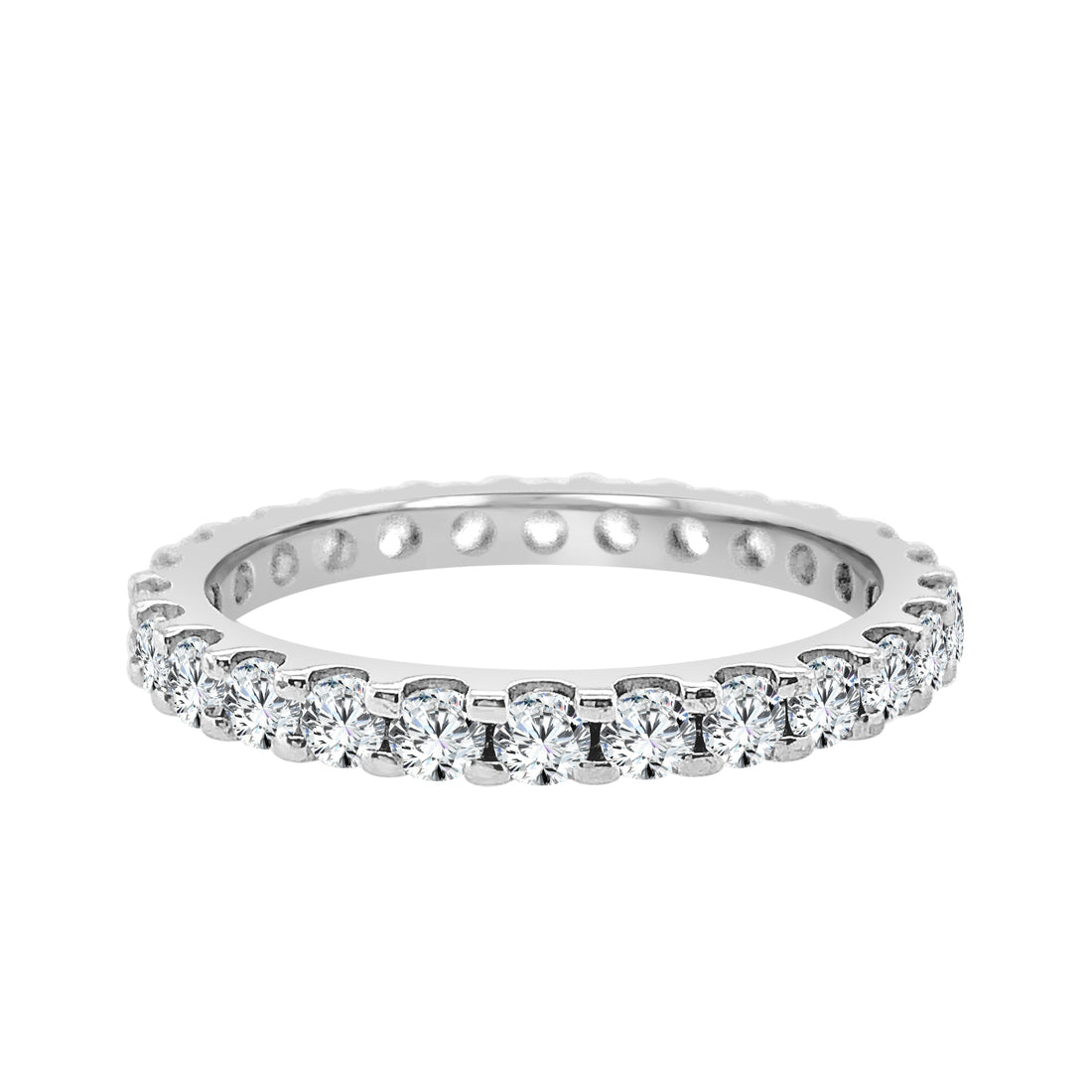 14 Karat White Gold Wedding Band with 1.00 Carat Natural Diamond