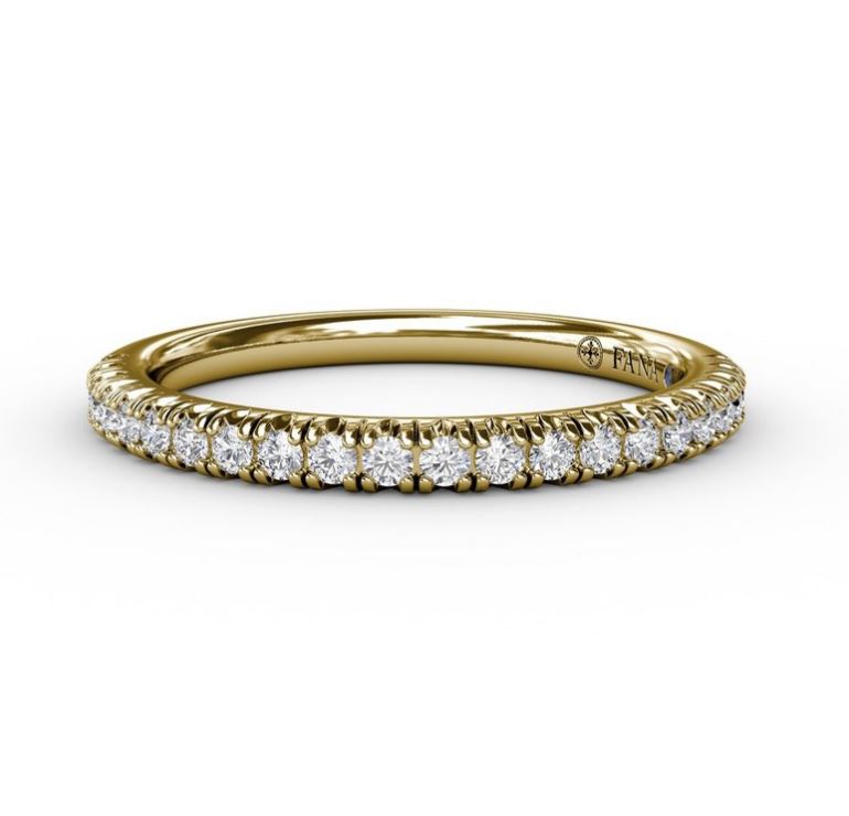 Modern Pave 14K Yellow Gold Wedding Band with Natural Diamond 0.28ct