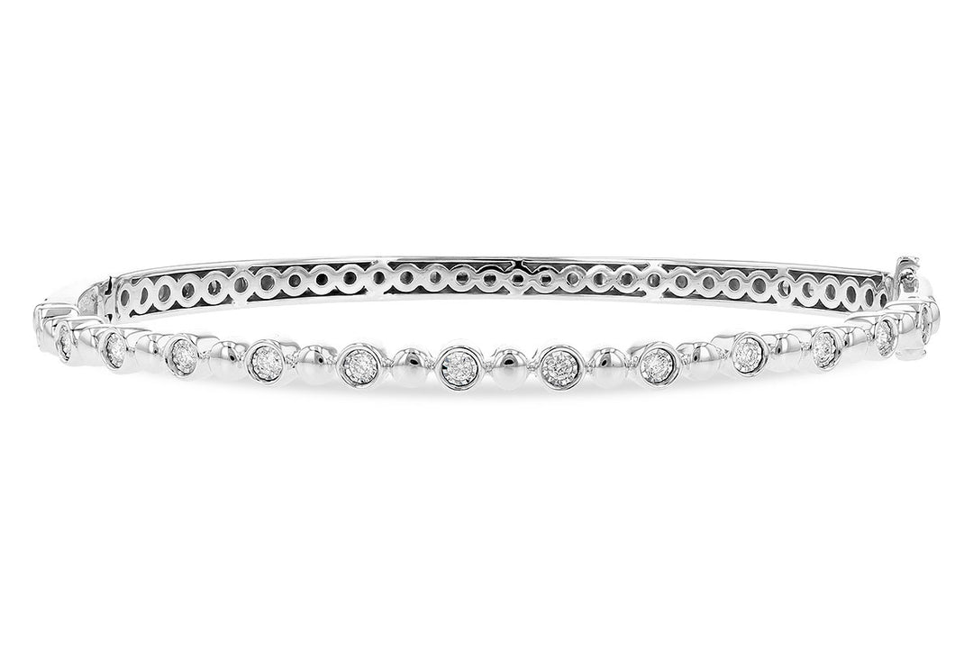 Stunning 14 Karat White Gold Bangle with Brilliant Natural Diamond Accents