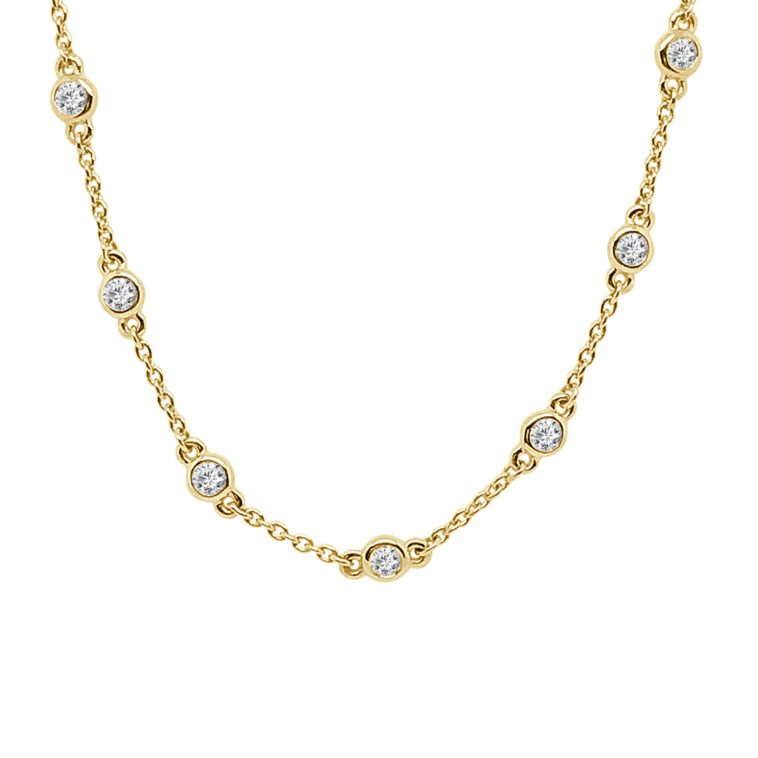 Exquisite 14K Yellow Gold Necklace with Natural Diamond Accent